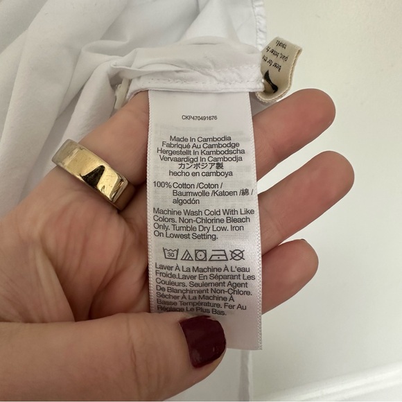 Madewell (2X) Crisp White Cotton Poplin Oversized Relaxed Fit Button Down Shirt - Picture 7 of 8
